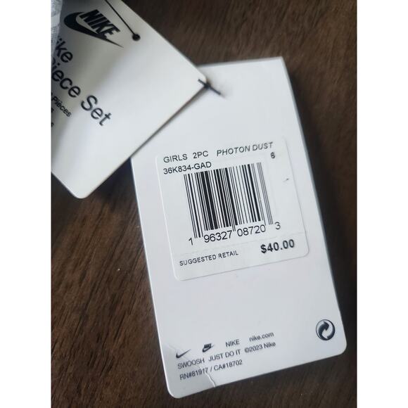 Nwt Nike "Just DIY It" Bike Short Set Photo Dust Girls Size 6 M - Picture 3 of 4